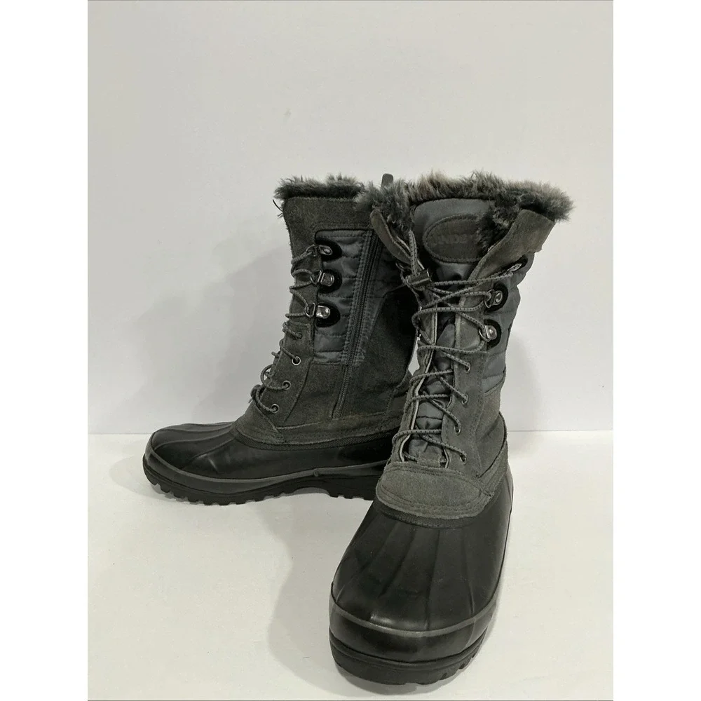 Lands End Gray Squall Snow Pack Mid Calf Winter Boots, Size Womens 7.5B, 511644